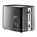 Moomin Keramisk brødrister 2 skiver sort 875W Moomin Keramisk brødrister 2 skiver sort 875W