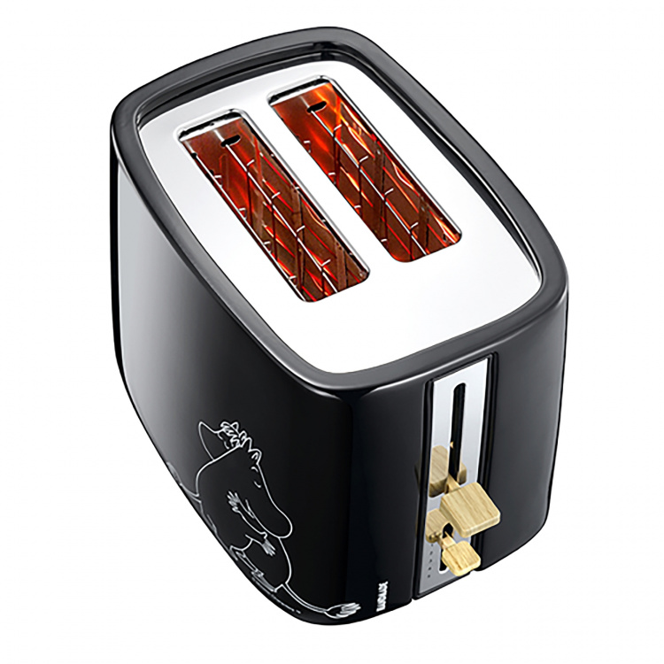 Moomin Keramisk brødrister 2 skiver sort 875W Moomin Keramisk brødrister 2 skiver sort 875W