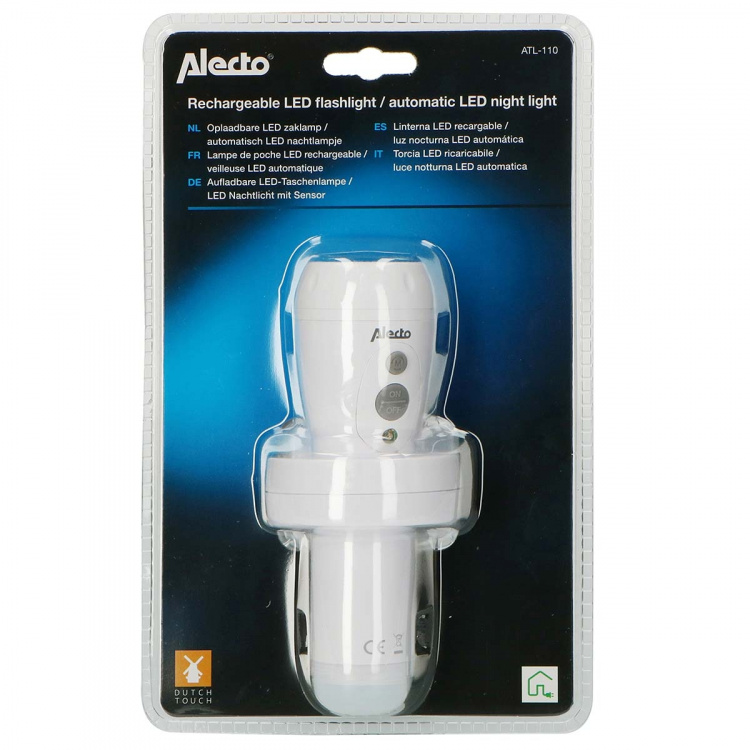 Alecto Genopladelig LED-lommelygte hvid Alecto Genopladelig LED-lommelygte hvid