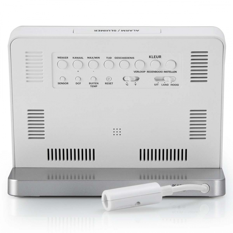 Buienradar Vejrstation med trådløs udendørssensor og stort, tydeligt display