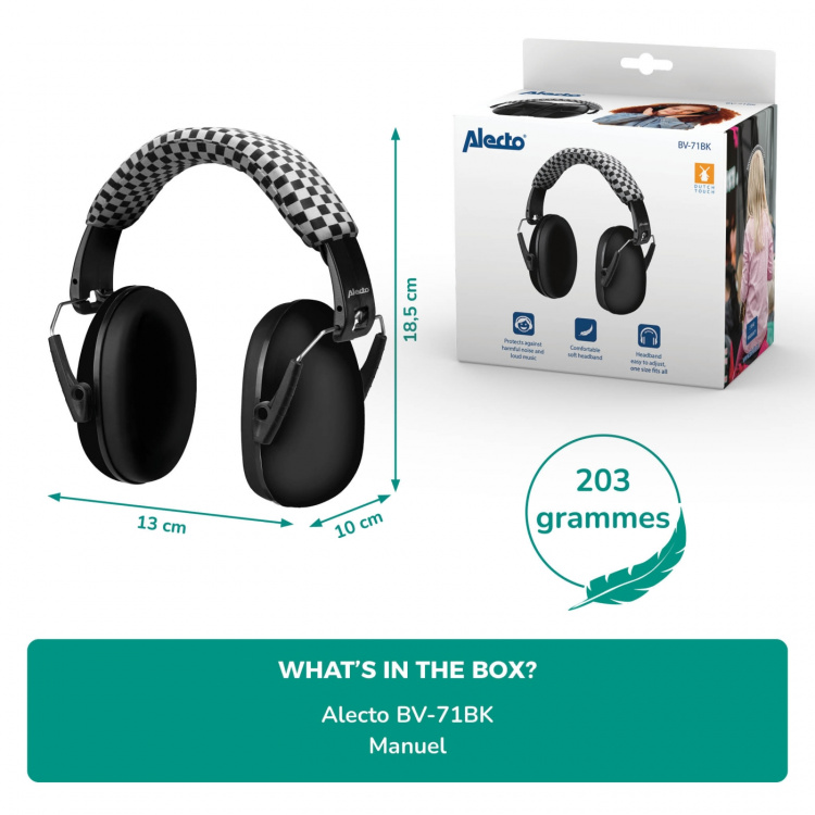 Alecto Høreværn til babyer og småbørn Sort Alecto Høreværn til babyer og småbørn Sort
