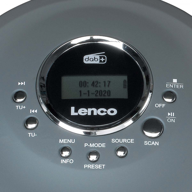 Lenco Discman med DAB+ FM-radio genopladeligt batteri Grå Lenco Discman med DAB+ FM-radio genopladeligt batteri Grå