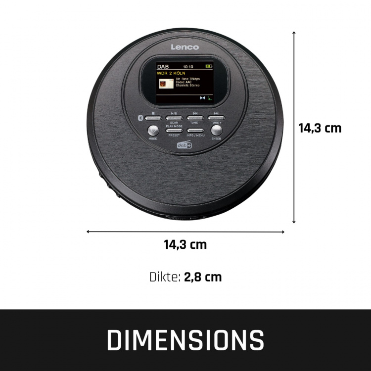 Lenco Discman med DAB Bluetooth® og farve TFT Sort Lenco Discman med DAB Bluetooth® og farve TFT Sort