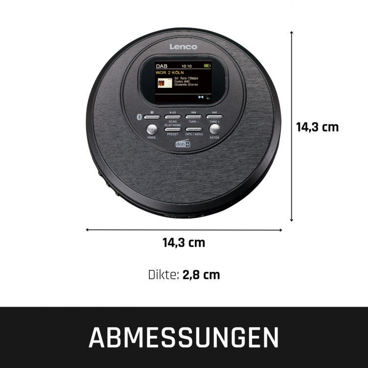 Lenco Discman med DAB Bluetooth® og farve TFT Sort Lenco Discman med DAB Bluetooth® og farve TFT Sort