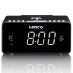 Lenco Stereo FM Clock Radio med USB og trådløs Qi-opladning af smartphone Sort Lenco Stereo FM Clock Radio med USB og trådløs Qi-opladning af smartphone Sort