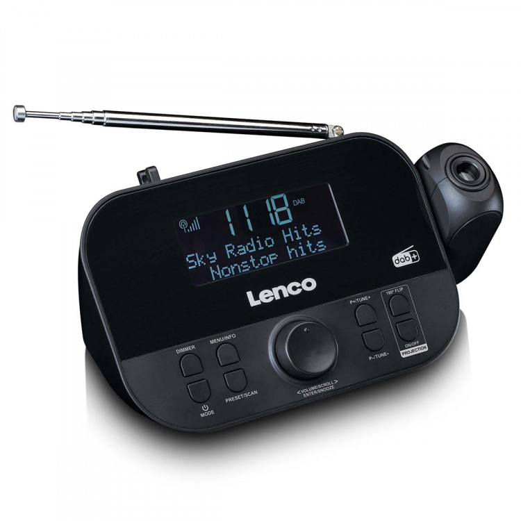 Lenco DAB+, FM clockradio med projektion