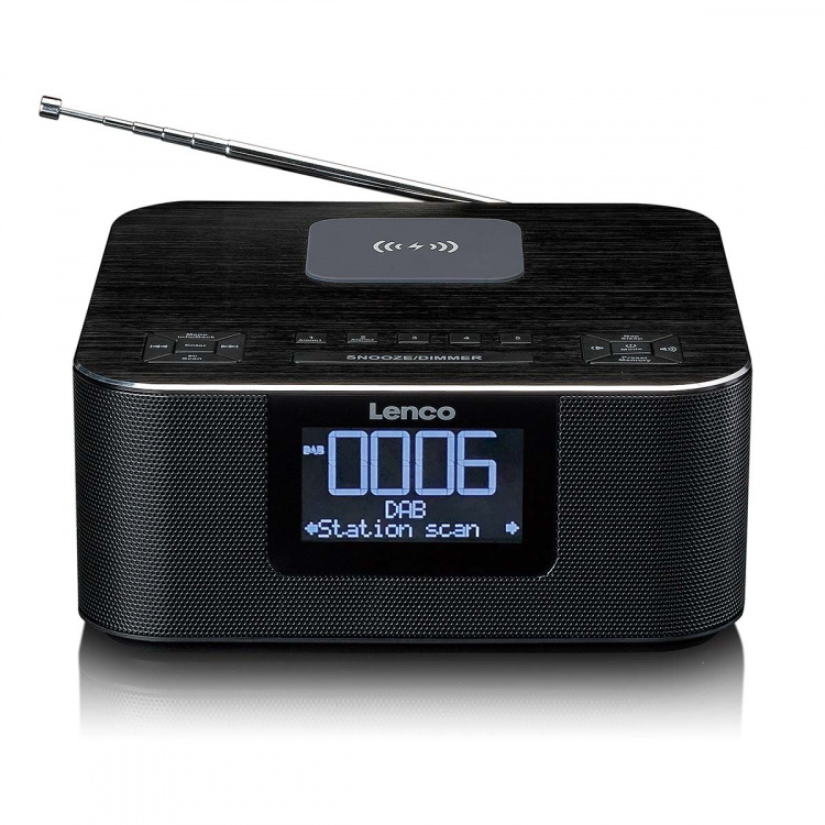 Lenco Stereo-clockradio med DAB+ FM Bluetooth® trådløs opladning Lenco Stereo-clockradio med DAB+ FM Bluetooth® trådløs opladning