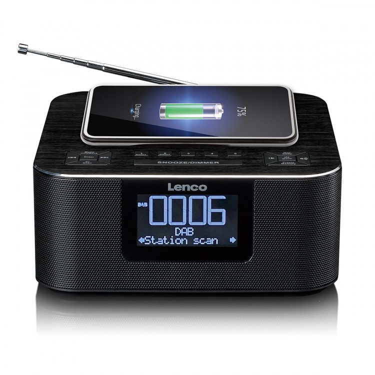 Lenco Stereo-clockradio med DAB+ FM Bluetooth® trådløs opladning Lenco Stereo-clockradio med DAB+ FM Bluetooth® trådløs opladning