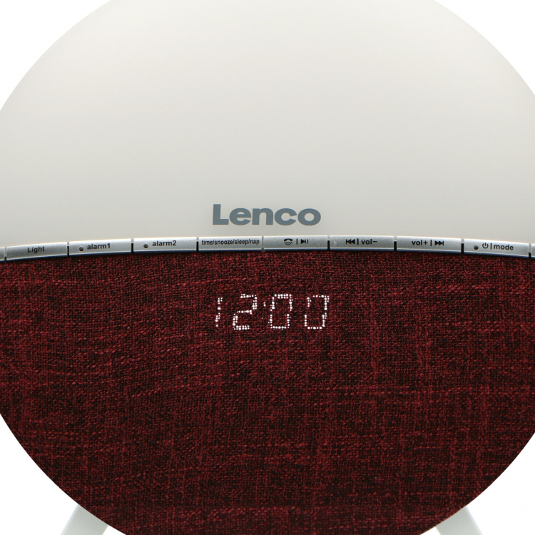 Lenco FM-vækkeursradio - Vågn op-lys med Bluetooth® Red
