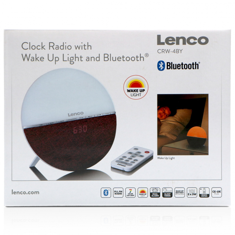 Lenco FM-vækkeursradio - Vågn op-lys med Bluetooth® Red