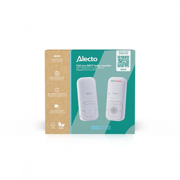 Alecto Moderne Full Eco audio-babyalarm med krystalklar DECT-lydkvalitet og lang standbytid Hvid Alecto Moderne Full Eco audio-babyalarm med krystalklar DECT-lydkvalitet og lang standbytid Hvid