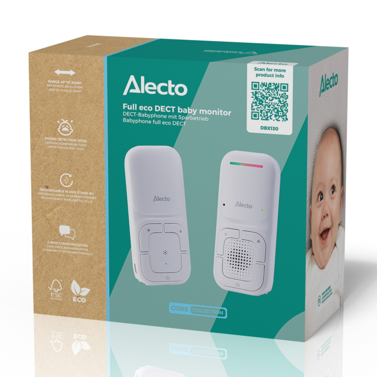 Alecto Moderne Full Eco audio-babyalarm med krystalklar DECT-lydkvalitet og lang standbytid Hvid Alecto Moderne Full Eco audio-babyalarm med krystalklar DECT-lydkvalitet og lang standbytid Hvid