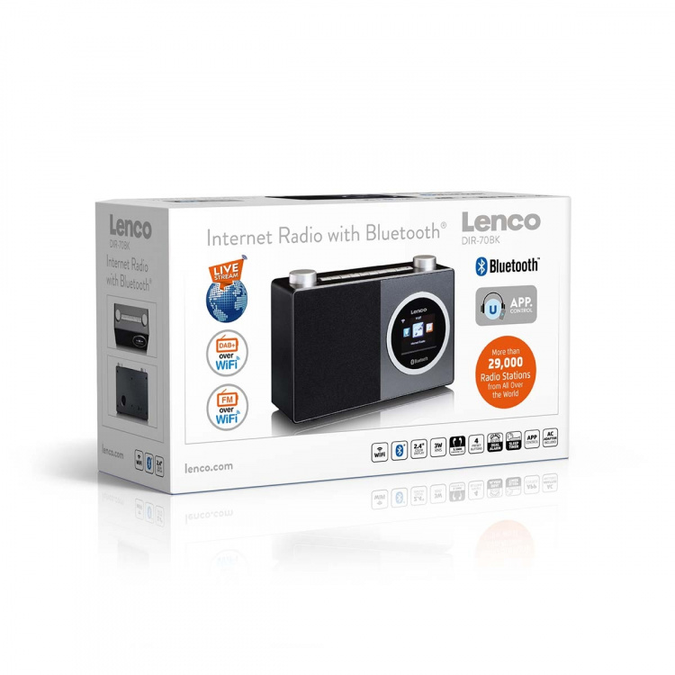 Lenco Internetradio med farvedisplay og Bluetooth® Black