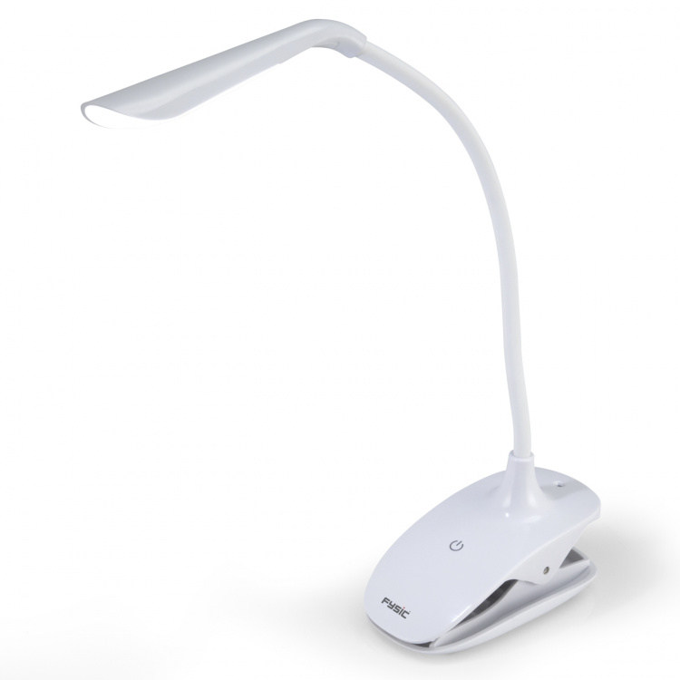 Fysic Genopladelig LED-lampe med klemme Hvid Fysic Genopladelig LED-lampe med klemme Hvid