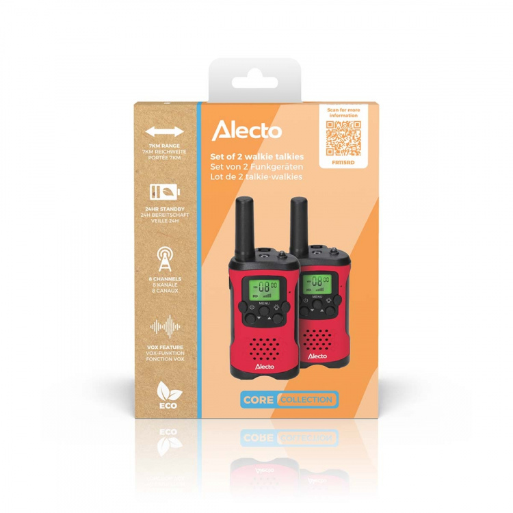 Alecto Sæt med 2 walkie talkies med en rækkevidde på op til 7 kilometer Rød/sort Alecto Sæt med 2 walkie talkies med en rækkevidde på op til 7 kilometer Rød/sort