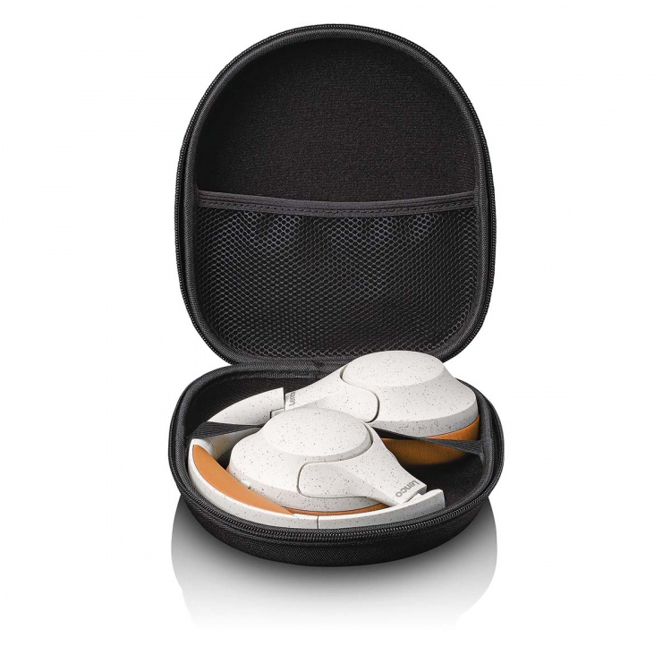 Lenco Trådløse Bluetooth®-hovedtelefoner med aktiv støjreduktion og indbyggede mikrofoner Grå / Hvid Lenco Trådløse Bluetooth®-hovedtelefoner med aktiv støjreduktion og indbyggede mikrofoner Grå / Hvid