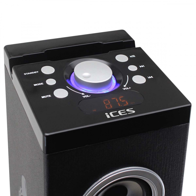 ICES Speakertower med Bluetooth®, PLL FM-radio, USB og SD-afspiller