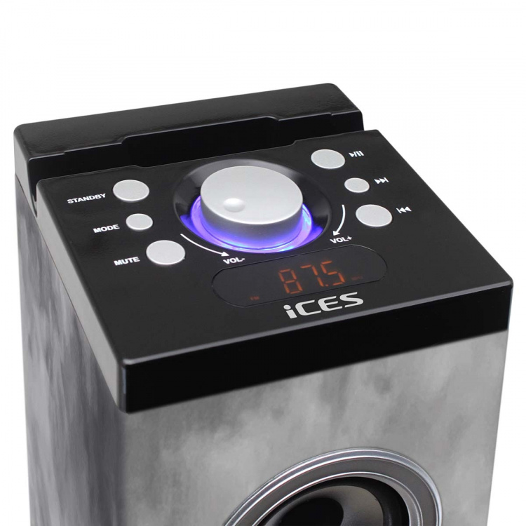 ICES Speakertower med Bluetooth®, PLL FM-radio, USB og SD-afspiller