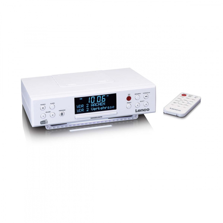 Lenco DAB+/FM-køkkenradio med Bluetooth® LED-belysning og timer Hvid