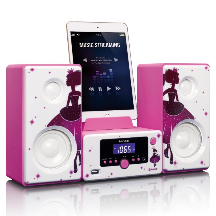 Lenco Mikroindstillet vækkeur Bluetooth® FM-radio USB aux-in Princess