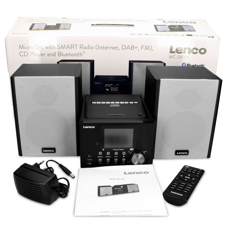 Lenco Mikrosæt med internet/ DAB+ radio Bluetooth® CD MP3 Sort