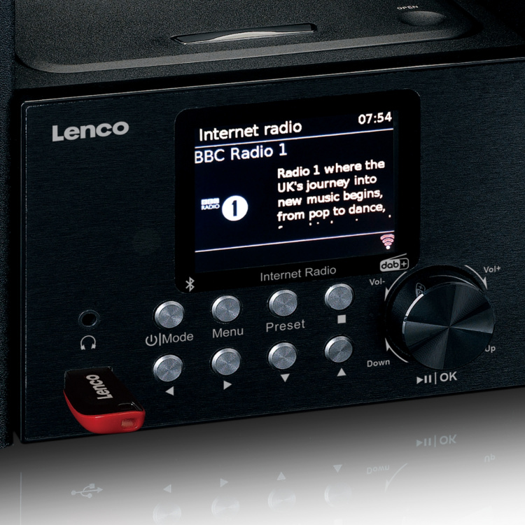 Lenco Mikrosæt med internet/ DAB+ radio Bluetooth® CD MP3 Sort