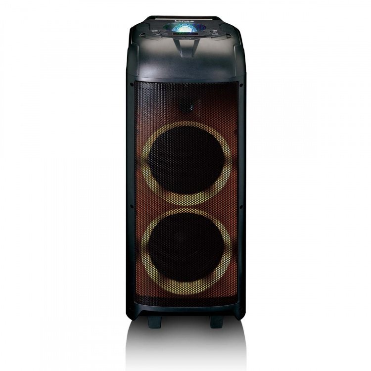 Lenco PA med fuld LED-belysning foran og diskokugle Lenco PA med fuld LED-belysning foran og diskokugle