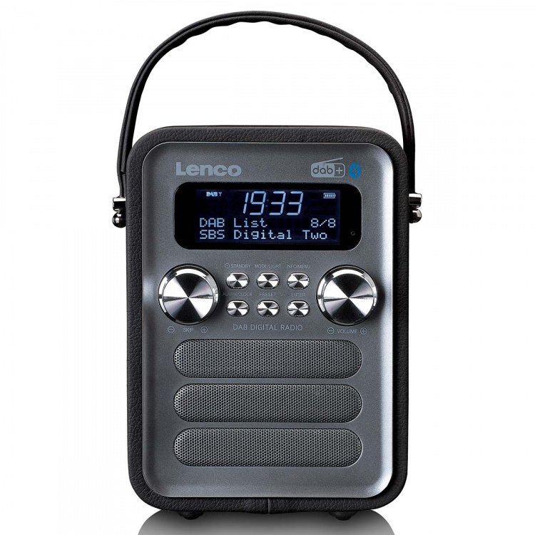 Lenco Bærbar DAB+ FM-radio med Bluetooth® og AUX-indgang, genopladeligt batteri Sort Lenco Bærbar DAB+ FM-radio med Bluetooth® og AUX-indgang, genopladeligt batteri Sort