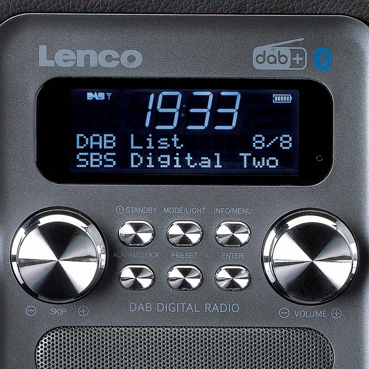Lenco Bærbar DAB+ FM-radio med Bluetooth® og AUX-indgang, genopladeligt batteri Sort Lenco Bærbar DAB+ FM-radio med Bluetooth® og AUX-indgang, genopladeligt batteri Sort
