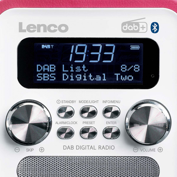 Lenco Bærbar DAB+ FM-radio med Bluetooth® og AUX-indgang, genopladeligt batteri Hvid Lenco Bærbar DAB+ FM-radio med Bluetooth® og AUX-indgang, genopladeligt batteri Hvid