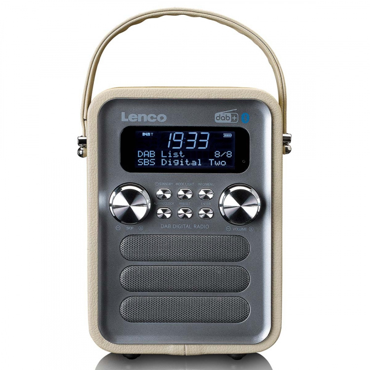 Lenco Bærbar DAB+ FM-radio med Bluetooth® og AUX-indgang, genopladeligt batteri Taupe