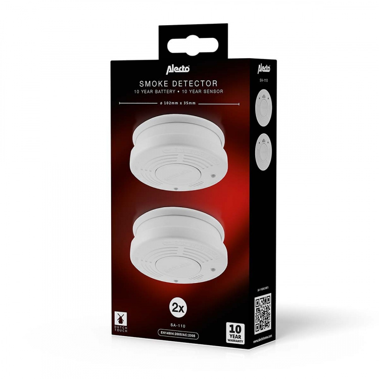 Alecto Røgalarm med 10 års batteri- og sensortid 2-pak Hvid
