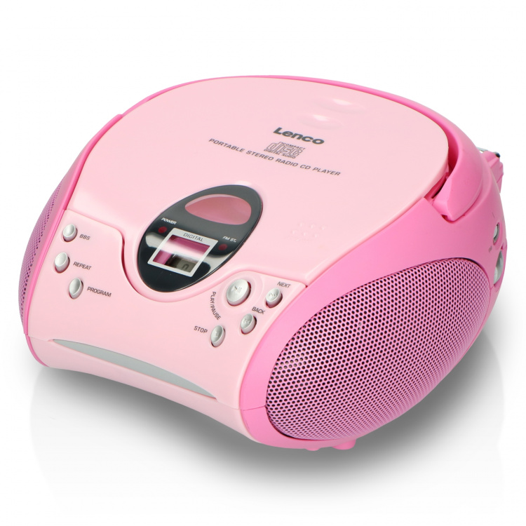 Lenco Bærbar FM-radio med CD Pink