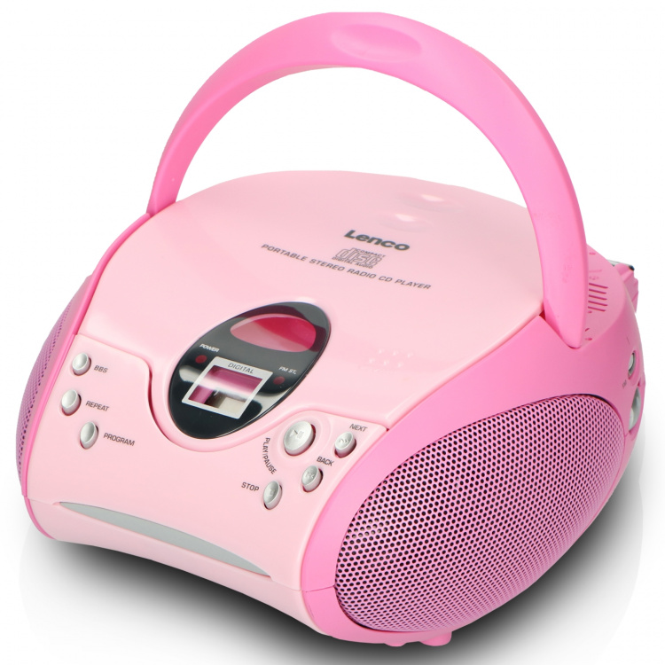 Lenco Bærbar FM-radio med CD Pink