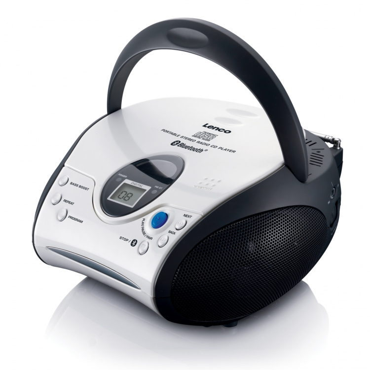 Lenco Bærbar cd-afspiller med FM-radio og Bluetooth® Hvid / Sort Lenco Bærbar cd-afspiller med FM-radio og Bluetooth® Hvid / Sort