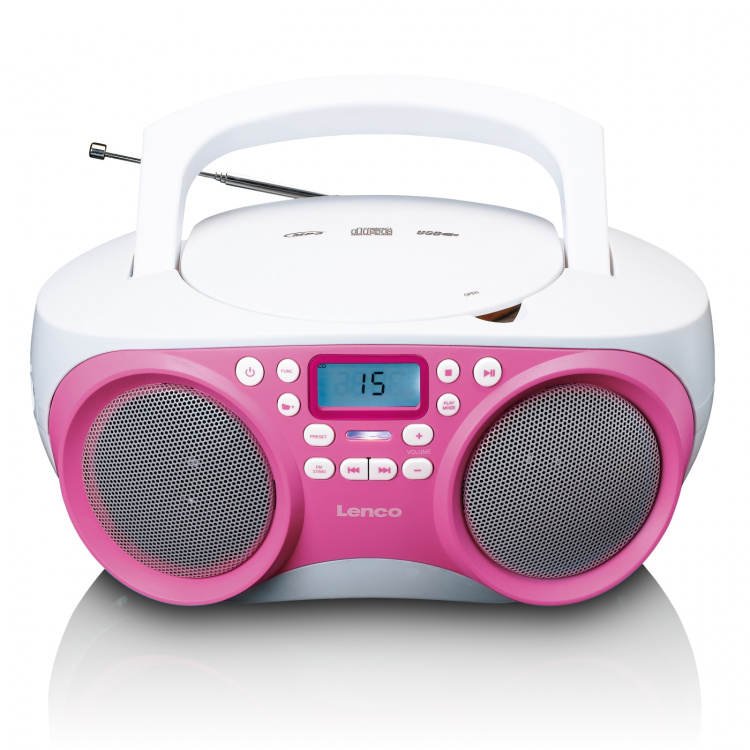 Lenco Bærbar FM-radio/CD/MP3- og USB-afspiller Pink
