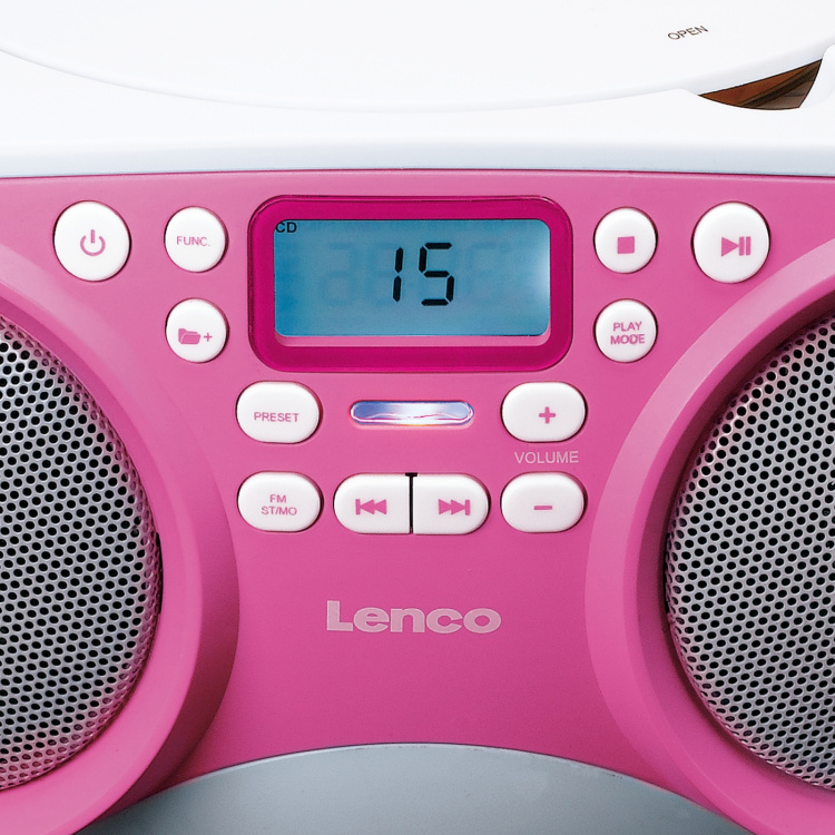 Lenco Bærbar FM-radio/CD/MP3- og USB-afspiller Pink