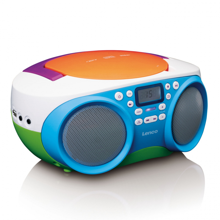 Lenco Bærbar FM-radio og CD/USB-afspiller Multi colour