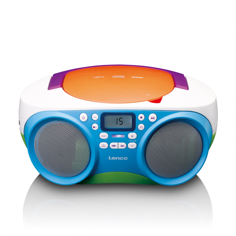 Lenco Bærbar FM-radio og CD/USB-afspiller Multi colour