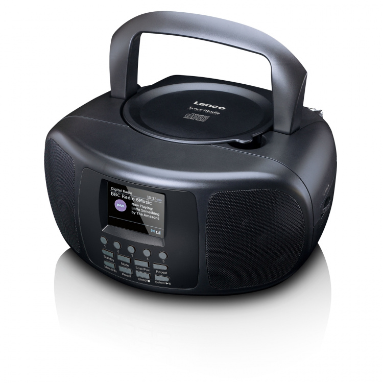 Lenco Bærbar internetradio med DAB+/FM, Bluetooth®, cd-afspiller og stort LCD-farvedisplay Sort