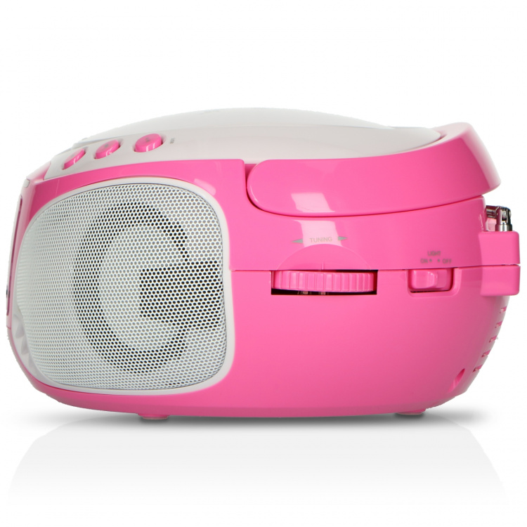 Lenco Bærbar FM-radio CD/MP3/USB-mikrofon og lyseffekter Pink