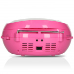 Lenco Bærbar FM-radio CD/MP3/USB-mikrofon og lyseffekter Pink