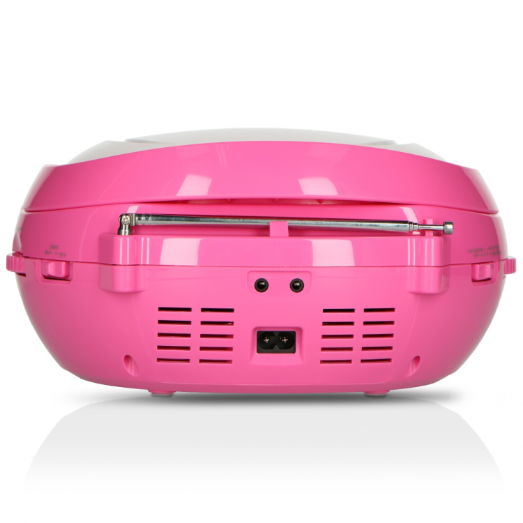 Lenco Bærbar FM-radio CD/MP3/USB-mikrofon og lyseffekter Pink