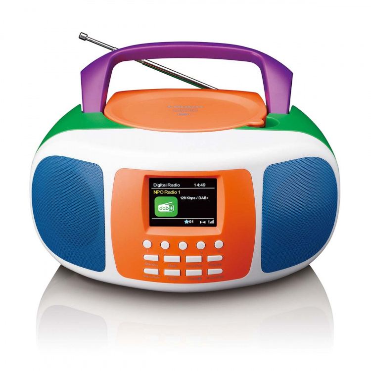 Lenco Bærbar DAB+/FM-radio med Bluetooth®, cd-afspiller og stort LCD-farvedisplay Glade farver til børn