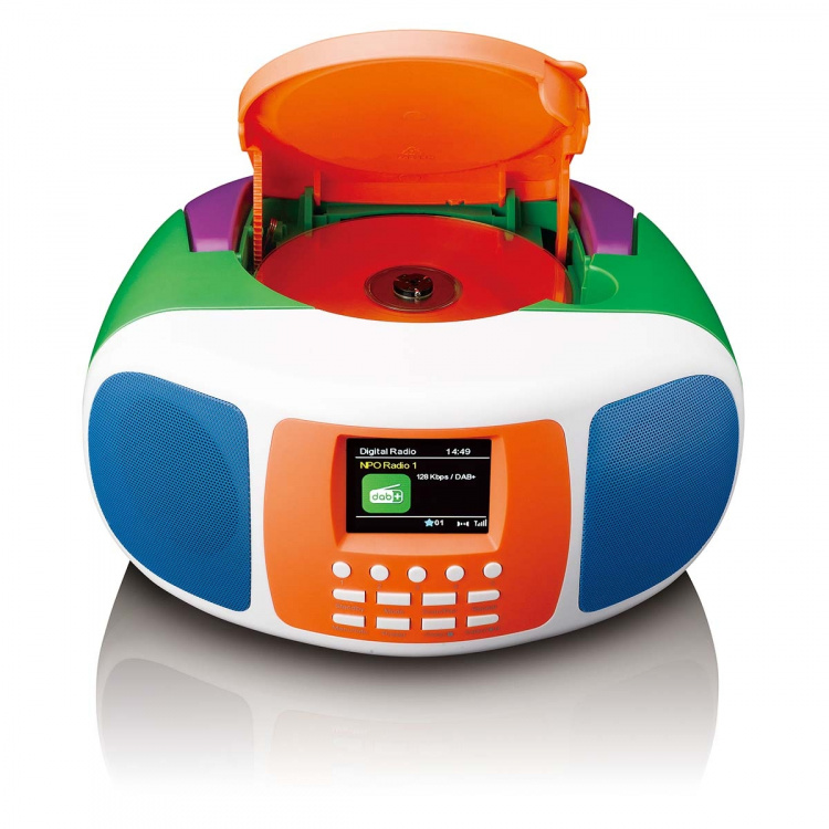 Lenco Bærbar DAB+/FM-radio med Bluetooth®, cd-afspiller og stort LCD-farvedisplay Glade farver til børn