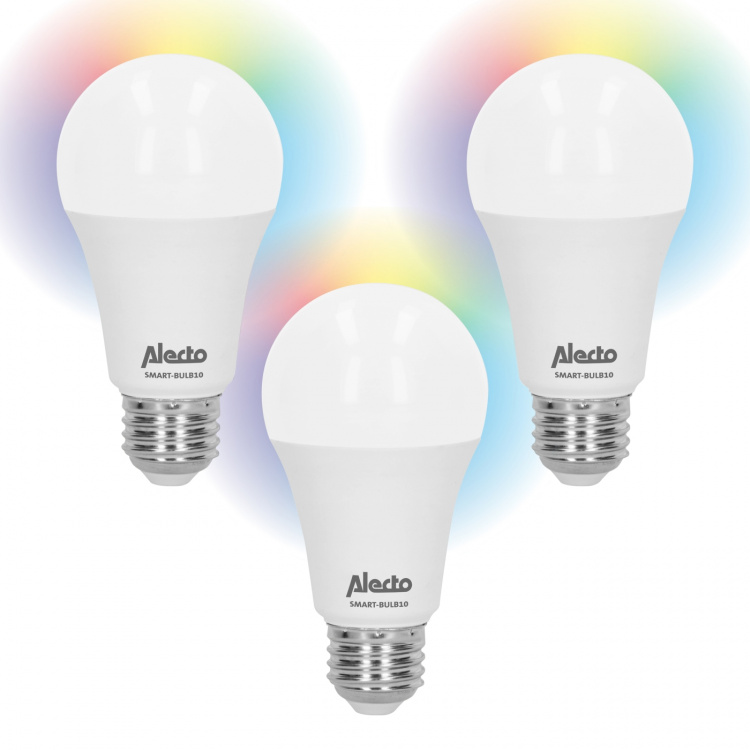 Alecto Smart LED-farvelampe med Wi-Fi 3-pak Alecto Smart LED-farvelampe med Wi-Fi 3-pak