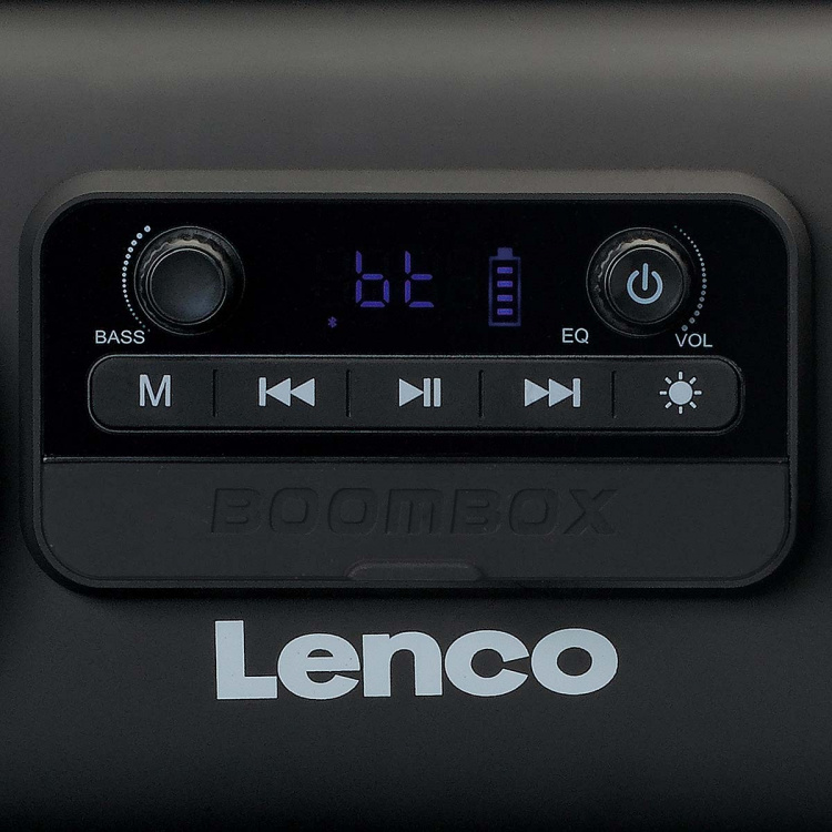 Lenco Stænktæt Bluetooth®-højttaler FM-radio USB og micro SD med lyseffekter Sort