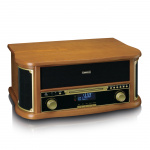 Lenco Retro-pladespiller i træ med Bluetooth®, DAB+/FM-radio, USB-kodning, cd-afspiller, kassetteafspiller og indbyggede højttalere Lenco Retro-pladespiller i træ med Bluetooth®, DAB+/FM-radio, USB-kodning, cd-afspiller, kassetteafspiller og indbyggede højttalere