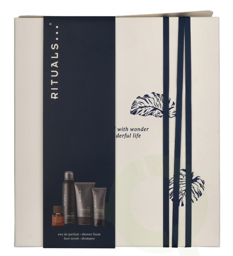 Rituals Homme Medium Giftset 2025 410 ml Charcoal Face Scrub 125ml/Shower Foam 200ml/Strengthening Caffeine Shampoo 70ml/Travel - L\'Essentiel 15 ml