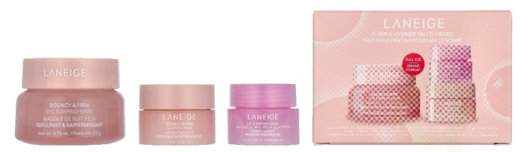 Laneige Plump & Hydrate Trio Set 33 g Lip Sleeping Mask 3g/Sleeping Mask 10ml/Eye Sleeping Mask 20g